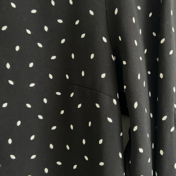 Express Black Semi Sheer Blouse Polka Dot White Leaves Size XXS Career Classic - Picture 11 of 16